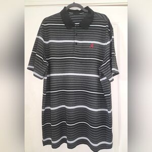 Nike Golf Men's Alabama Crimson Tide Black and Gray Striped Polo Shirt Size 2XL